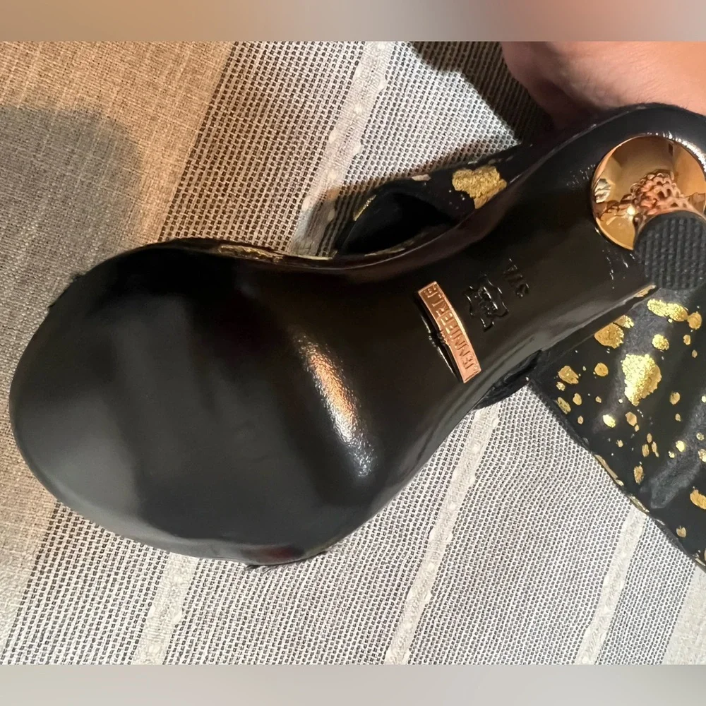 IAMJENNIFERLE Black and Gold Over-the-Knee Sandal Boots 37 New